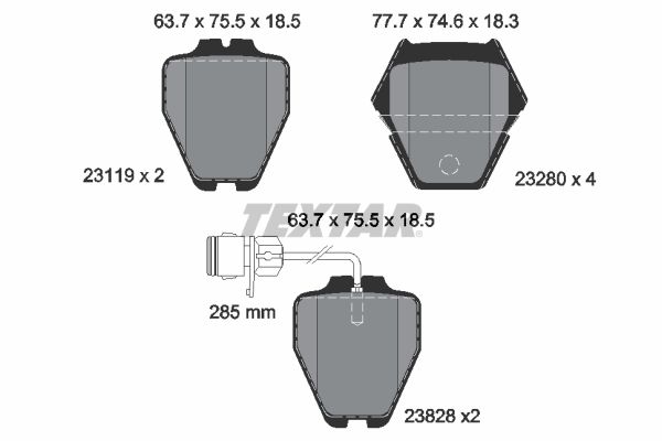 Комплект гальмівних накладок, дискове гальмо TEXTAR 2311901