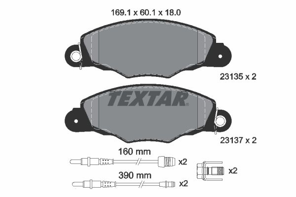 Комплект гальмівних накладок, дискове гальмо TEXTAR 2313503