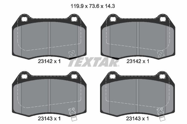 Комплект гальмівних накладок, дискове гальмо TEXTAR 2314201