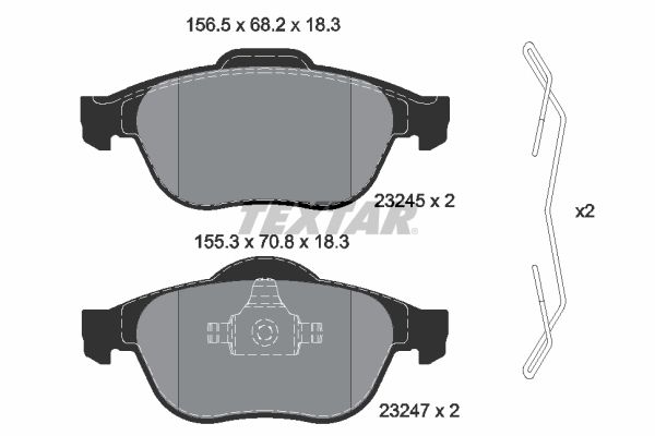 Комплект гальмівних накладок, дискове гальмо TEXTAR 2324502