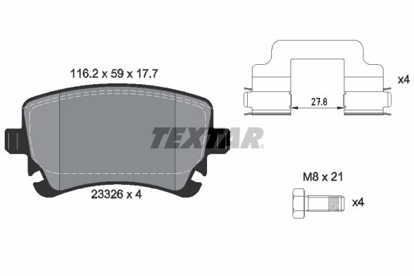 Комплект гальмівних накладок, дискове гальмо TEXTAR 2332601