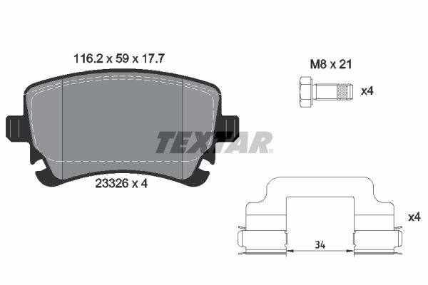 Brake Pad Set, disc brake TEXTAR 2332607