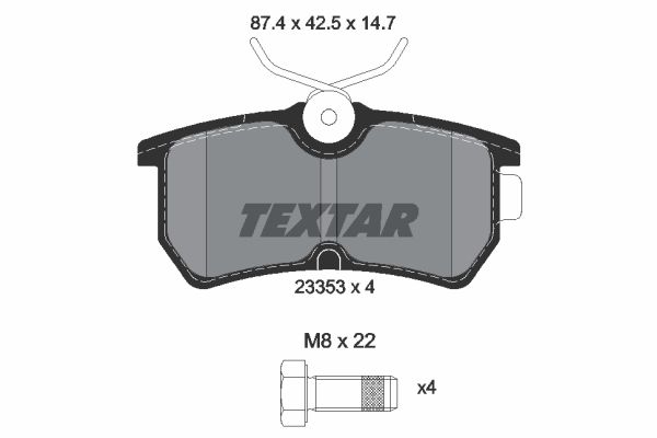 Комплект гальмівних накладок, дискове гальмо TEXTAR 2335301