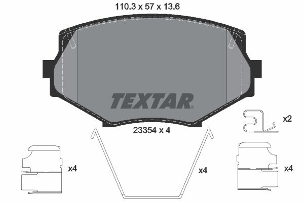 Комплект гальмівних накладок, дискове гальмо TEXTAR 2335404