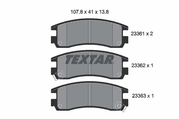 Комплект гальмівних накладок, дискове гальмо TEXTAR 2336101