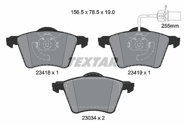 Комплект гальмівних накладок, дискове гальмо TEXTAR 2341801