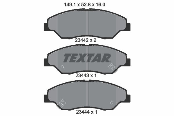 Комплект гальмівних накладок, дискове гальмо TEXTAR 2344201