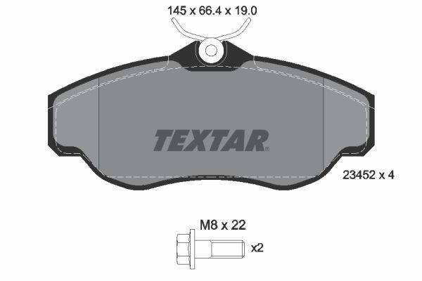 Комплект гальмівних накладок, дискове гальмо TEXTAR 2345201