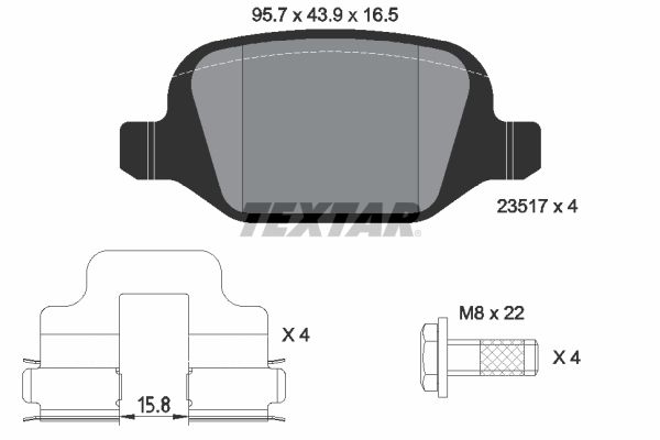 Brake Pad Set, disc brake TEXTAR 2351703