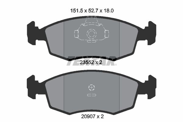 Комплект гальмівних накладок, дискове гальмо TEXTAR 2355202