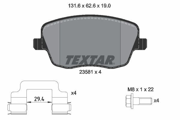 Brake Pad Set, disc brake TEXTAR 2358101