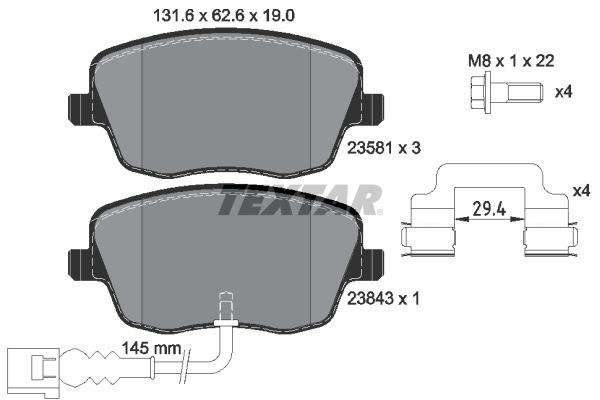 Brake Pad Set, disc brake TEXTAR 2358102