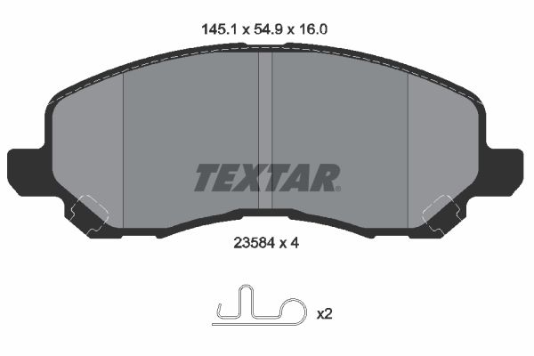 Комплект гальмівних накладок, дискове гальмо TEXTAR 2358403