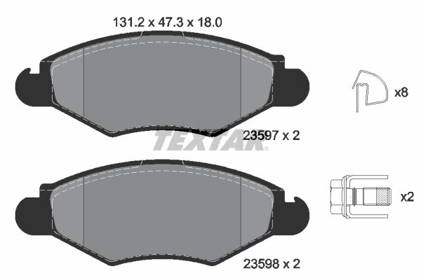 Комплект гальмівних накладок, дискове гальмо TEXTAR 2359703