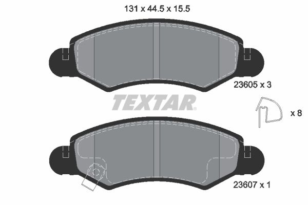 Комплект гальмівних накладок, дискове гальмо TEXTAR 2360501