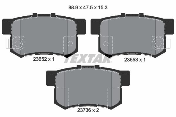 Комплект гальмівних накладок, дискове гальмо TEXTAR 2365201