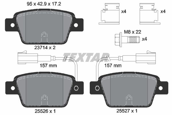 Stabdžių trinkelių rinkinys, diskinis stabdys TEXTAR 2371403