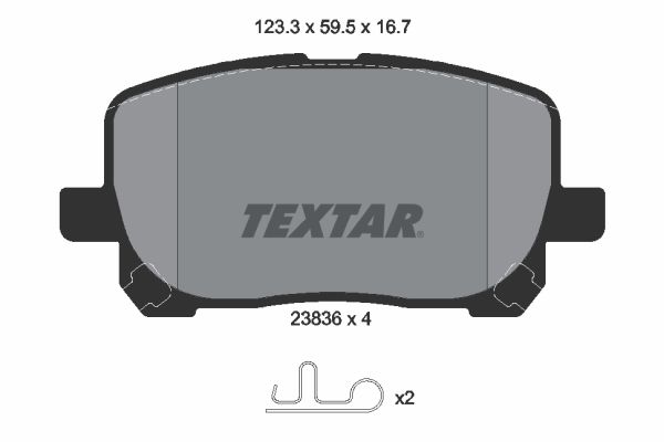 Комплект гальмівних накладок, дискове гальмо TEXTAR 2383601