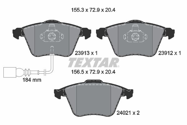 Комплект гальмівних накладок, дискове гальмо TEXTAR 2391301