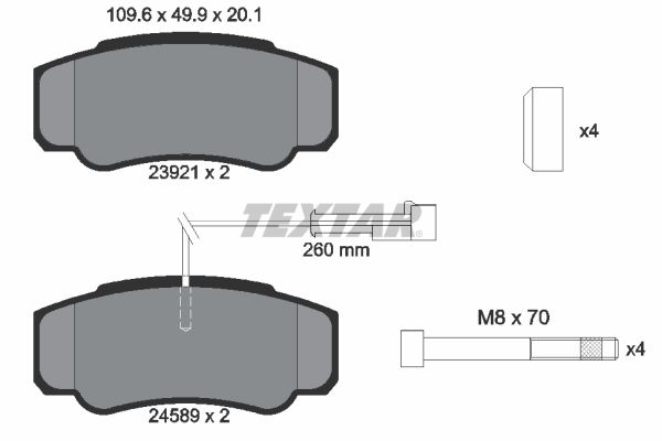 Stabdžių trinkelių rinkinys, diskinis stabdys TEXTAR 2392103