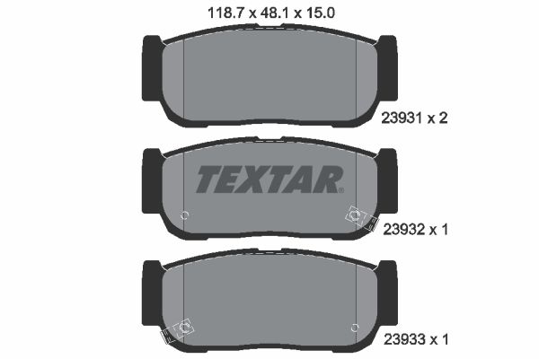Комплект гальмівних накладок, дискове гальмо TEXTAR 2393101