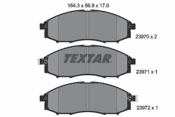 Комплект гальмівних накладок, дискове гальмо TEXTAR 2397001