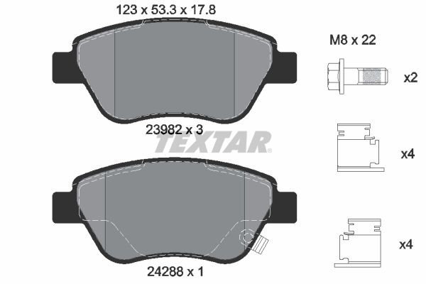 Brake Pad Set, disc brake TEXTAR 2398202