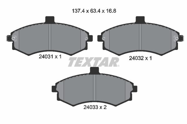 Комплект гальмівних накладок, дискове гальмо TEXTAR 2403101