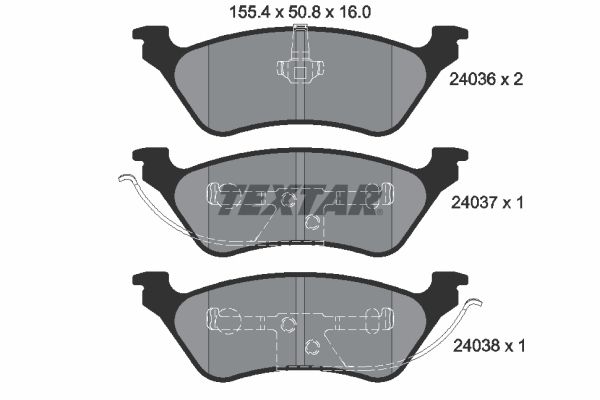 Комплект гальмівних накладок, дискове гальмо TEXTAR 2403601