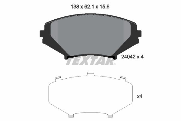 Комплект гальмівних накладок, дискове гальмо TEXTAR 2404201