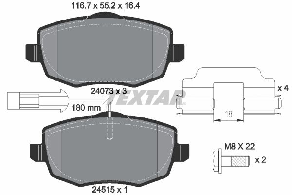 Brake Pad Set, disc brake TEXTAR 2407303