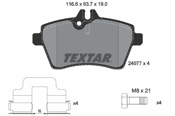 Комплект гальмівних накладок, дискове гальмо TEXTAR 2407701