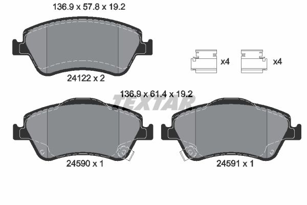 Brake Pad Set, disc brake TEXTAR 2412201