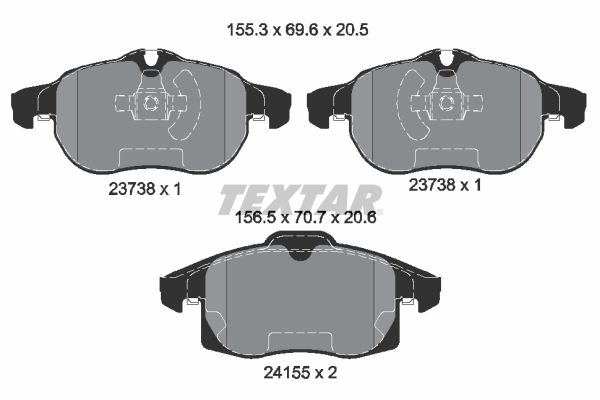 Brake Pad Set, disc brake TEXTAR 2415501