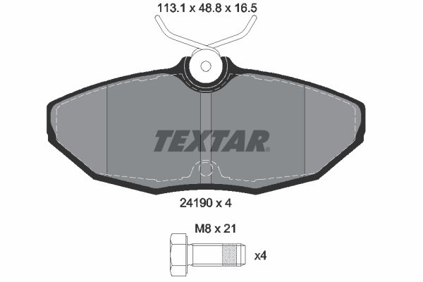 Комплект гальмівних накладок, дискове гальмо TEXTAR 2419001