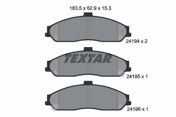 Комплект гальмівних накладок, дискове гальмо TEXTAR 2419401