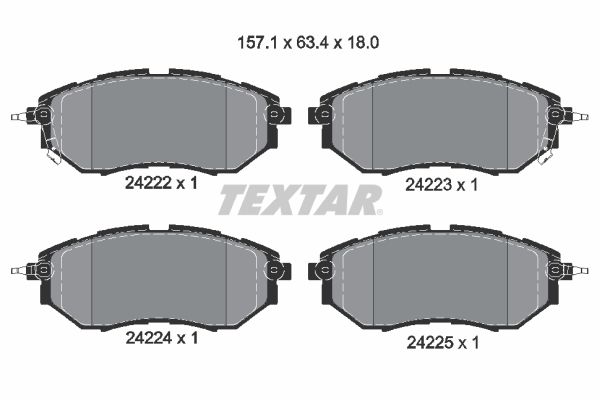 Комплект гальмівних накладок, дискове гальмо TEXTAR 2422201