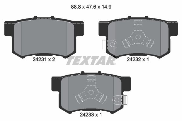 Комплект гальмівних накладок, дискове гальмо TEXTAR 2423101