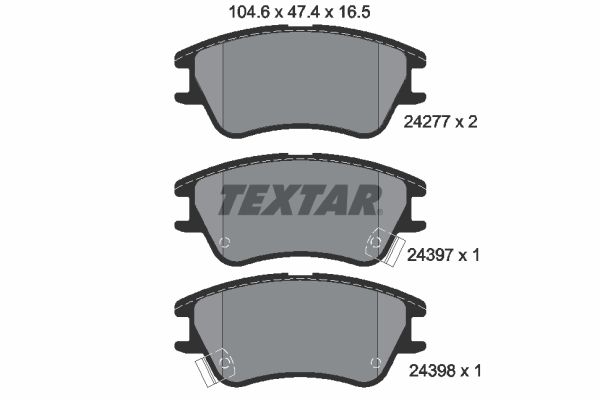 Комплект гальмівних накладок, дискове гальмо TEXTAR 2427701