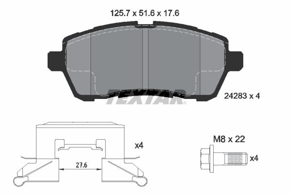 Brake Pad Set, disc brake TEXTAR 2428302