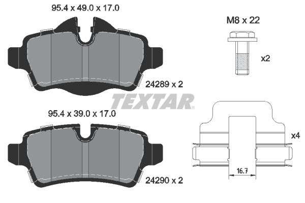 Brake Pad Set, disc brake TEXTAR 2428901