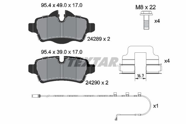 Brake Pad Set, disc brake TEXTAR 2428904