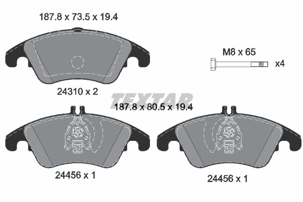 Stabdžių trinkelių rinkinys, diskinis stabdys TEXTAR 2431001