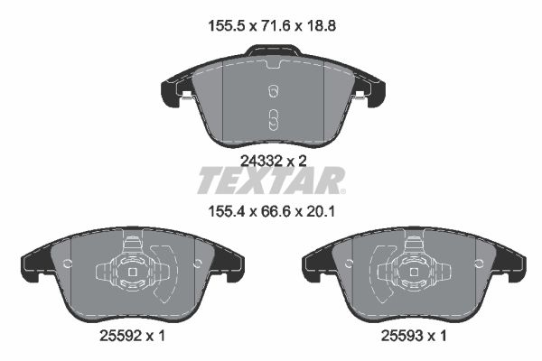 Brake Pad Set, disc brake TEXTAR 2433205