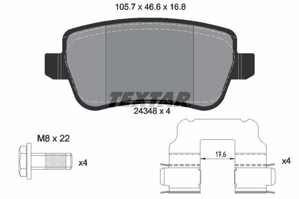 Brake Pad Set, disc brake TEXTAR 2434801