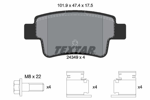 Brake Pad Set, disc brake TEXTAR 2434901