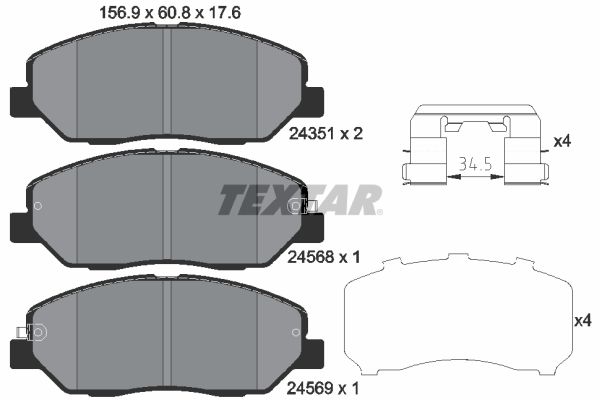 Brake Pad Set, disc brake TEXTAR 2435101