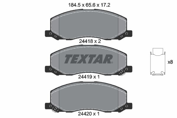 Комплект гальмівних накладок, дискове гальмо TEXTAR 2441801