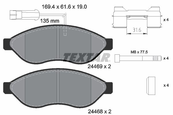 Brake Pad Set, disc brake TEXTAR 2446902