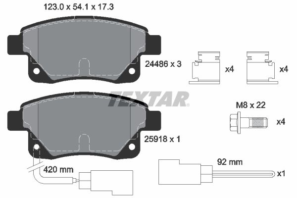 Brake Pad Set, disc brake TEXTAR 2448601